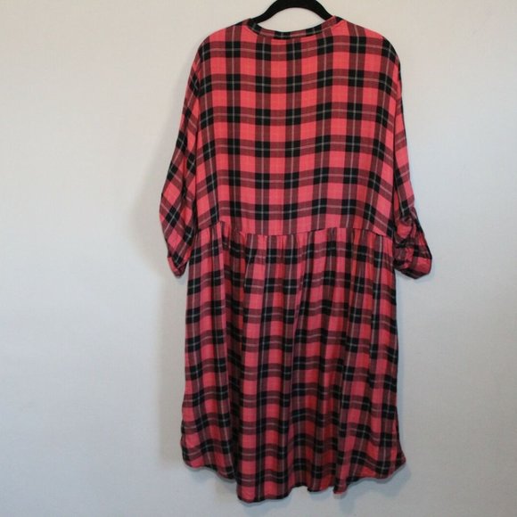 Torrid Lexie Plaid Hi-Lo Challis Tunic Red Black Women's Plus Size 3 3X H11863 - Picture 7 of 11